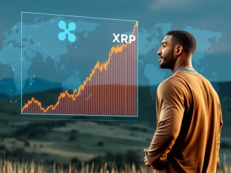 Scottie Pippen confidently stands before a rising XRP price chart, symbolizing his audacious XRP price prediction and market optimism.