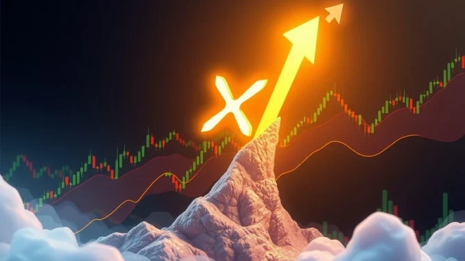 An XRP price chart showing a significant bullish breakout above $3.50, indicating strong upward momentum and potential future gains.