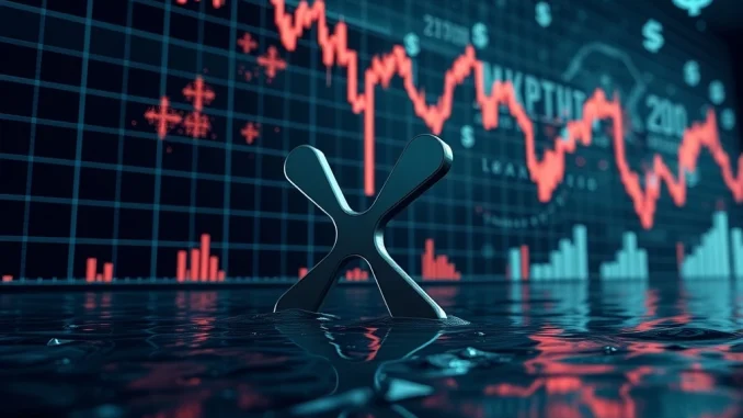 XRP Price Plummets: Ripple Co-Founder's $175M Transfer Triggers Alarming Crypto Liquidations A visual representation of the XRP price plummeting amidst significant crypto liquidations, reflecting market downturn.