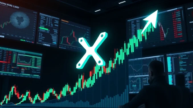 A bullish chart showing XRP price surging, representing DonAlt's successful XRP prediction and market gains.