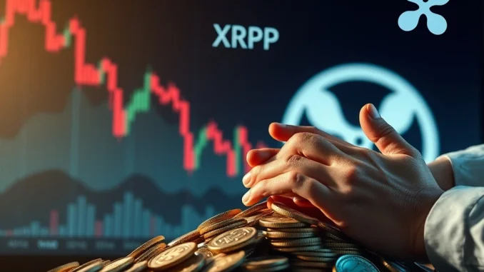 Chart depicting a sharp XRP price drop, illustrating the recent 16% plunge due to profit-taking and crypto market volatility.