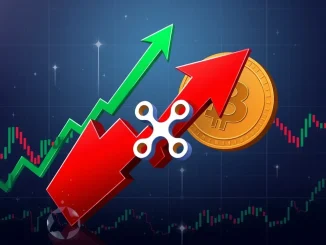 Visualizing the XRP price plunge amidst market volatility, highlighting the impact of Upbit's XRP release and Bitcoin's growing traction.