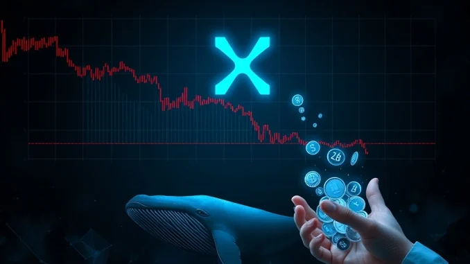 XRP price chart showing a sharp decline after co-founder's token sale, highlighting crypto market volatility.