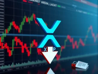 A visual representation of XRP's volatile market, highlighting a price drop and the challenges of regulatory hurdles and scam warnings. Includes XRP Price Prediction.