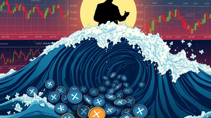 An illustration of a large XRP price dump triggered by a significant transfer, highlighting the impact on investor confidence.