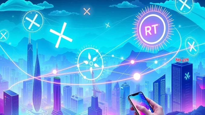 Dynamic digital flow illustrating XRP and Remittix transforming global cross-border payments through institutional and retail crypto innovation.