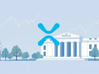 XRP price chart ascending alongside a graphic representing Ripple's bank charter bid and potential Fed access, symbolizing growth.