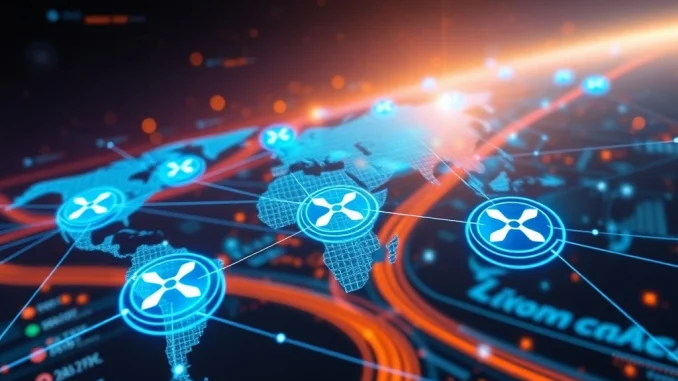 XRP: Ripple's Groundbreaking Patent Powers Instant Global Infrastructure Digital representation of XRP facilitating instant global payments, highlighting Ripple's innovative patent for scalable financial infrastructure.