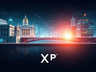 A visual representation of XRP bridging traditional finance and digital assets through a prime brokerage firm, symbolizing Ripple's strategic move into institutional finance.