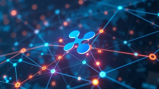 Ripple blockchain network connecting global financial institutions for enhanced XRP cross-border payments and financial stability.
