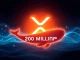 A digital whale moving 200 million XRP tokens to Ripple, illustrating the significant XRP transfer and its market impact.