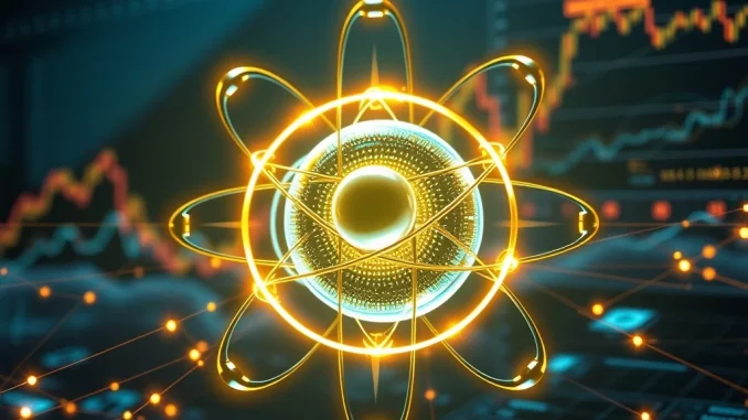 Digital representation of xU3O8 token, symbolizing the revolutionary link between blockchain and uranium investment, enabling global access.