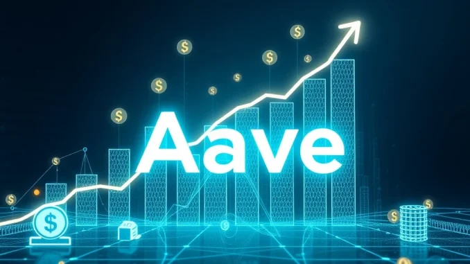 Aave Achieves Monumental $200M Cumulative Revenue Milestone Visualizing Aave's monumental $200M cumulative revenue achievement, highlighting its financial growth as a leading crypto lending protocol.