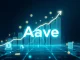 Visualizing Aave's monumental $200M cumulative revenue achievement, highlighting its financial growth as a leading crypto lending protocol.