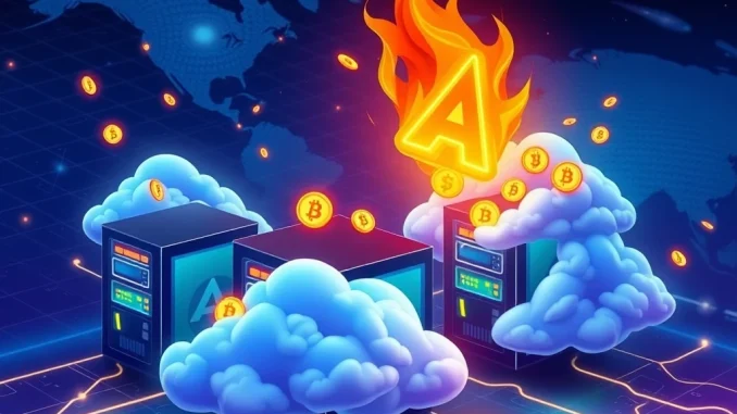 Akash Network's AKT token burn proposal aims to stabilize its decentralized cloud economy. This image shows tokens burning.