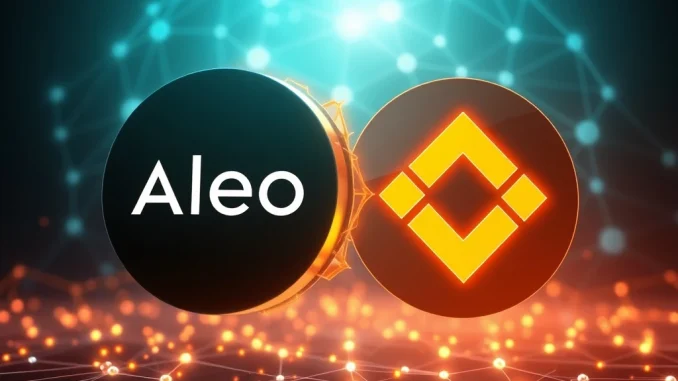 Aleo blockchain logo integrating with Binance Alpha, symbolizing a significant partnership for zero-knowledge tech in Web3.