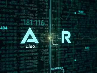 An illustration of Aleo and Request Finance logos interconnected, symbolizing their partnership in launching a secure private crypto payroll service.