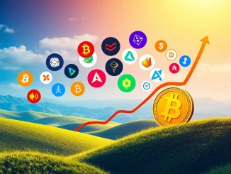 A digital graph showing altcoin performance outperforming Bitcoin, symbolizing the Altcoin Season Index rise and shifting crypto market trends.