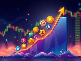 A visual representation of the Altcoin Season Index rising, showing various altcoin logos outperforming Bitcoin, indicating shifting Cryptocurrency Market Trends.