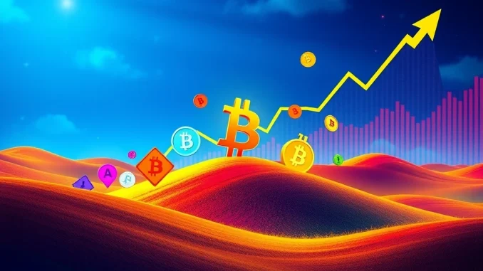 A visual representation of the Altcoin Season Index rising, indicating strong performance of digital assets against Bitcoin.