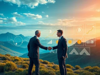 Chart illustrating a corporate-led altseason with financial growth and altcoin symbols, signaling a new market trend.
