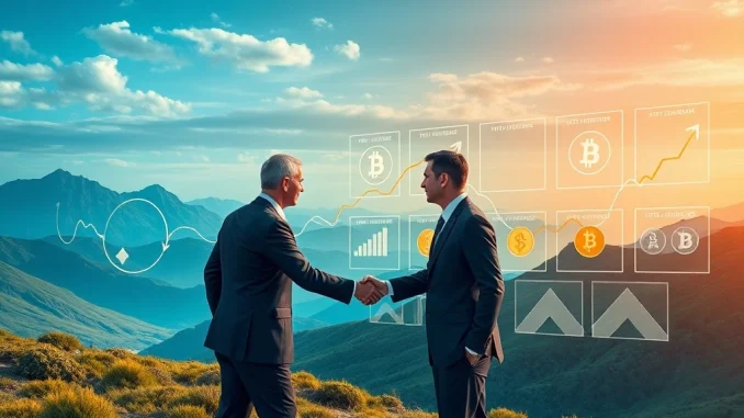 Chart illustrating a corporate-led altseason with financial growth and altcoin symbols, signaling a new market trend.