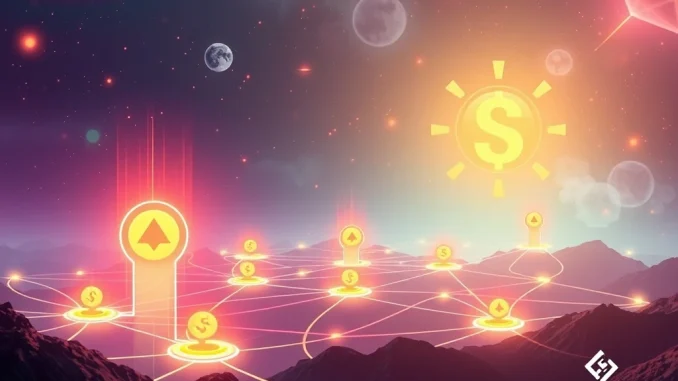 Digital representation of Animoca Brands shares being tokenized on a blockchain, symbolizing new investment access and digital equity.