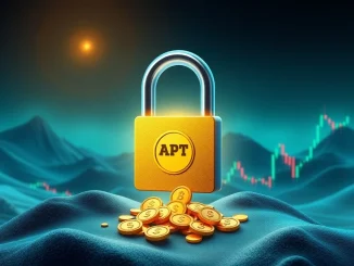 A digital representation of token unlocks affecting the crypto market, specifically highlighting Aptos (APT) and Sui (SUI) tokens.