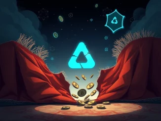 Illustration depicting the Aqua Solana rug pull, with digital assets falling into a void, symbolizing the alleged $4.65 million crypto scam.