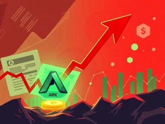 A chart showing a dramatic drop in ARK crypto price, symbolizing significant market volatility.