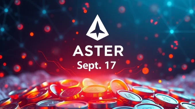 A digital representation of the ASTER token, symbolizing the Astar TGE and its launch into decentralized perpetual futures.