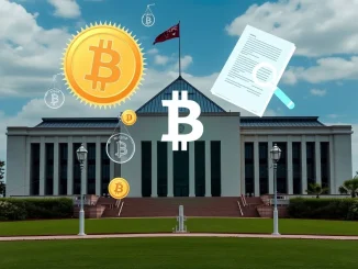 An illustration showing Australian regulators imposing new mandatory crypto licensing rules on digital asset platforms.