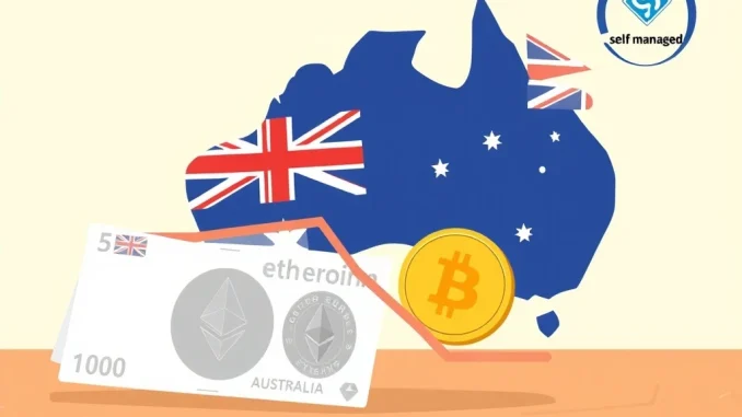 Graph showing a 4% decline in Australian crypto holdings within self-managed super funds, highlighting the recent drop in SMSF crypto investments.