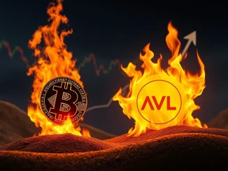 A digital representation of Avalon Labs' AVL tokens being burned, signifying a value increase and strengthening of Bitcoin on-chain finance.