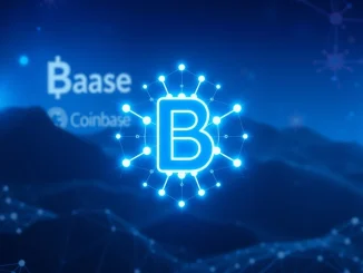 Conceptual image showing the Base network logo and a digital token, symbolizing the potential Base token launch by Coinbase's Layer 2.