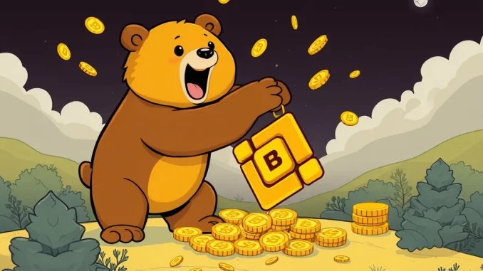 A visual representation of Berachain staking tokens flowing into the Binance Simple Earn platform, symbolizing easy BERA on-chain staking for users.