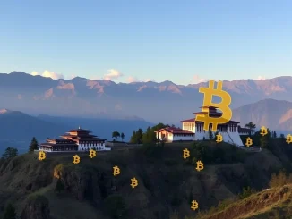 A visual representation of a significant Bhutan Bitcoin transfer, showing digital assets moving across a blockchain, symbolizing the government's evolving financial strategy.
