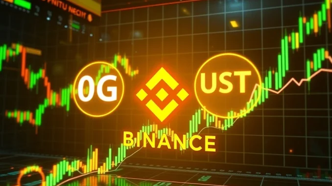 Binance exchange logo with a futuristic 0G token symbol, representing the upcoming Binance 0G perpetual futures listing.