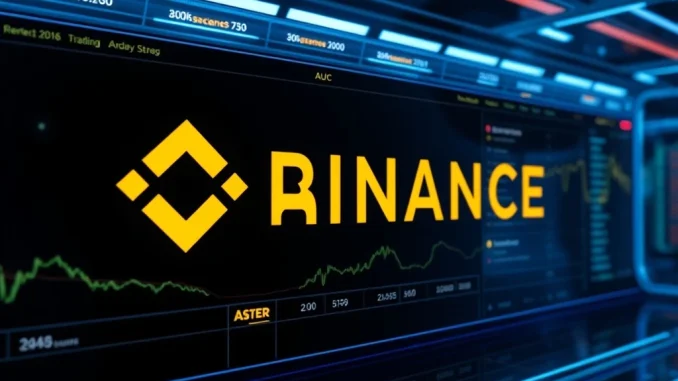 Binance Alpha platform displaying Aster token for early-stage crypto trading opportunities, integrated with a digital wallet.
