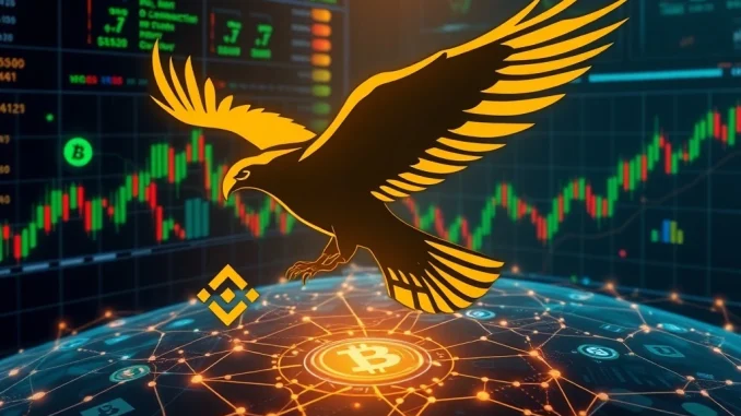 A digital representation of Binance Alpha's platform with the FalconFinance FF logo, signifying its strategic listing for early-stage coins.