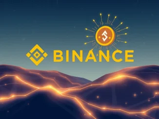 A digital representation of the Binance logo and AVNT crypto token, highlighting the upcoming Binance AVNT listing and Seed Tag.