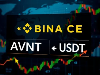 Digital interface showing Binance logo and AVNT/USDT trading pair, representing the new Binance AVNT listing and margin trading opportunity.