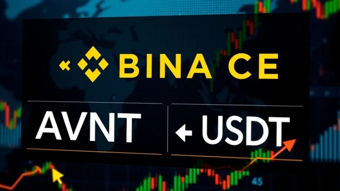 Binance Unleashes AVNT/USDT Margin Trading: A Pivotal Opportunity for Traders Digital interface showing Binance logo and AVNT/USDT trading pair, representing the new Binance AVNT listing and margin trading opportunity.