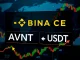 Digital interface showing Binance logo and AVNT/USDT trading pair, representing the new Binance AVNT listing and margin trading opportunity.