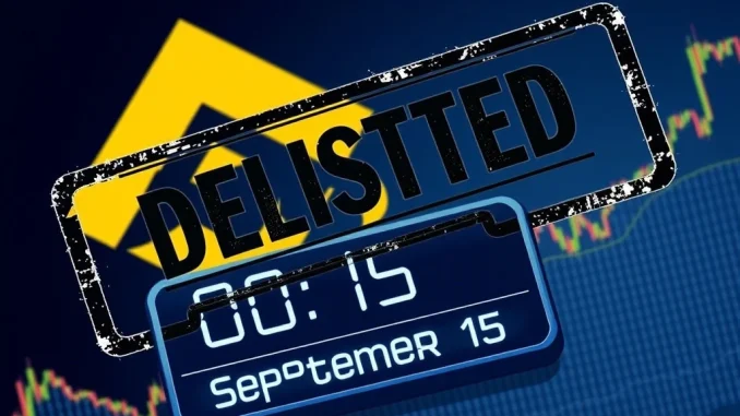 A digital representation of Binance delisting BSW perpetual futures, showing market impact and the September 15th deadline.