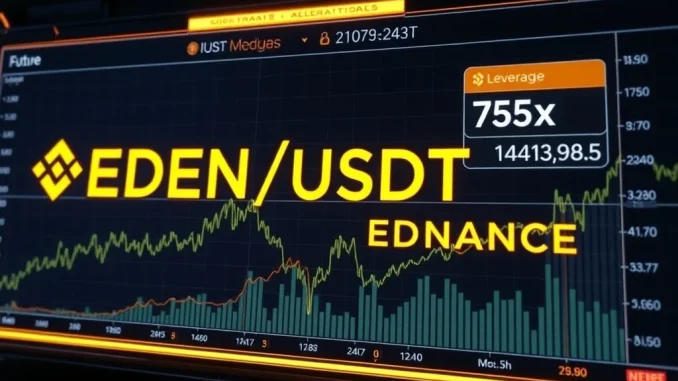 Binance platform displaying EDEN perpetual futures trading interface, symbolizing new high-leverage crypto trading opportunities for crypto trading.