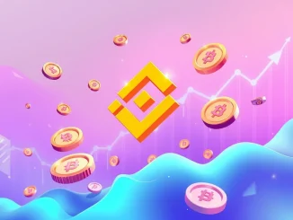 Illustration of Binance logo surrounded by FF tokens, symbolizing the Binance FF Listing and upcoming airdrop opportunity.