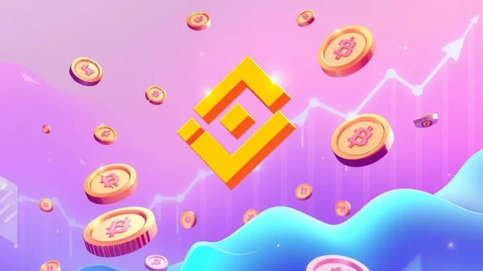 Illustration of Binance logo surrounded by FF tokens, symbolizing the Binance FF Listing and upcoming airdrop opportunity.