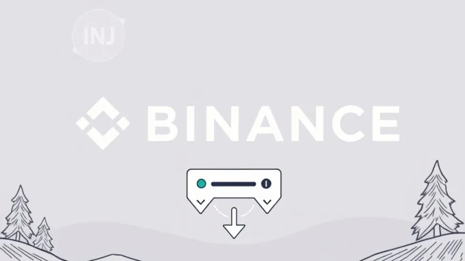 An illustration showing the Binance logo with Injective and Moonriver symbols, representing the Binance INJ suspension and MOVR suspension for network upgrades.