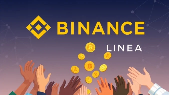 Binance LINEA airdrop announcement, symbolizing new token distribution and listing for hodlers, enhancing crypto opportunities.